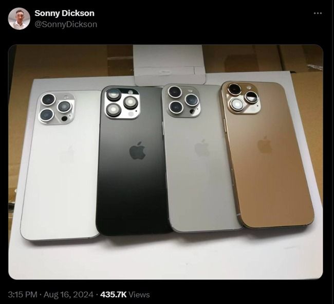 تكنولوجيا: صورة مسربة تكشف ألوان هواتف أيفون 16 برو وبروماكس