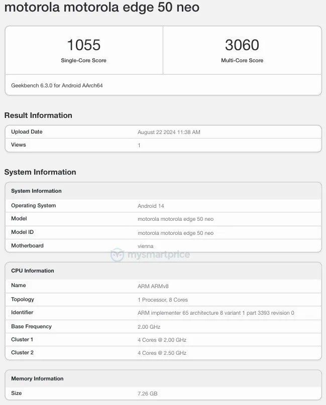 تكنولوجيا: تأكيد المعالج المستخدم في هاتف Motorola Edge 50 Neo