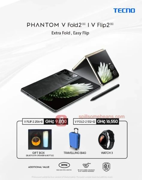 تكنولوجيا: تسريب أسعار هواتف Tecno Phantom V Fold 2 و V Flip 2 قبل الإطلاق