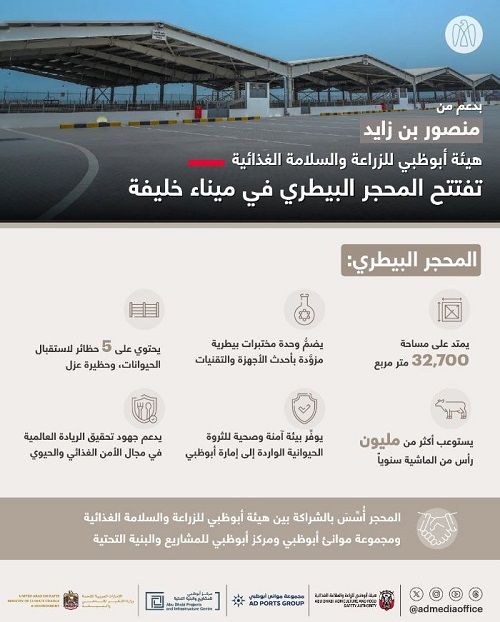 الامارات | بدعم منصور بن زايد .. افتتاح المحجر البيطري في ميناء خليفة في أبوظبي