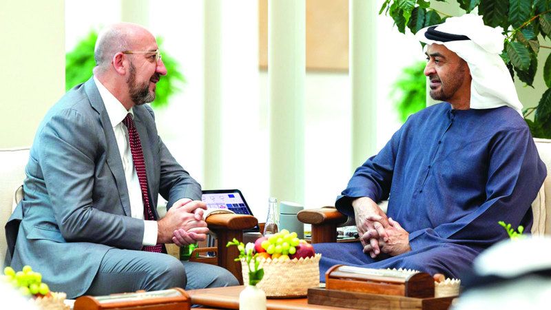 الامارات | رئيس الدولة يبحث مع رئيس المجلس الأوروبي التطورات في المنطقة