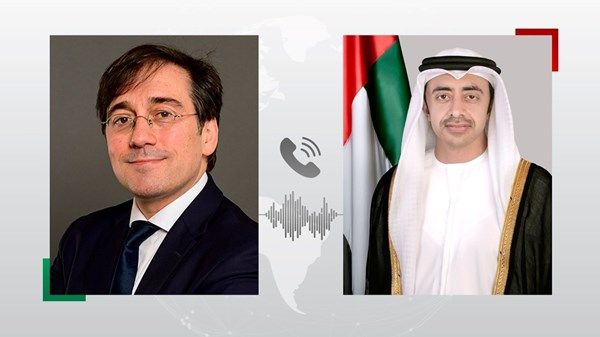 عبدالله بن زايد ووزير خارجية إسبانيا يبحثان تعزيز العلاقات الثنائية بين البلدين