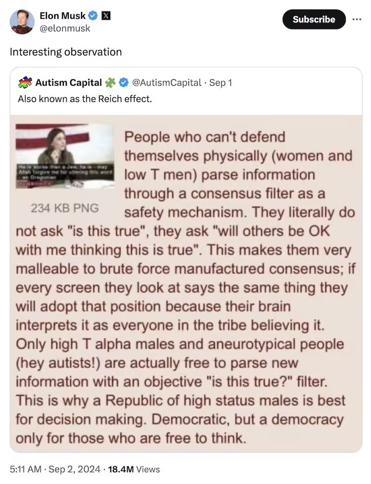 تكنولوجيا: إيلون ماسك يثير الجدل: الرجال فقط يستحقون اتخاذ القرارات