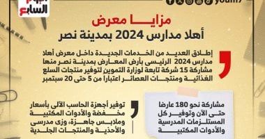مزايا عديدة بمعرض أهلا مدارس 2024.. انفوجراف