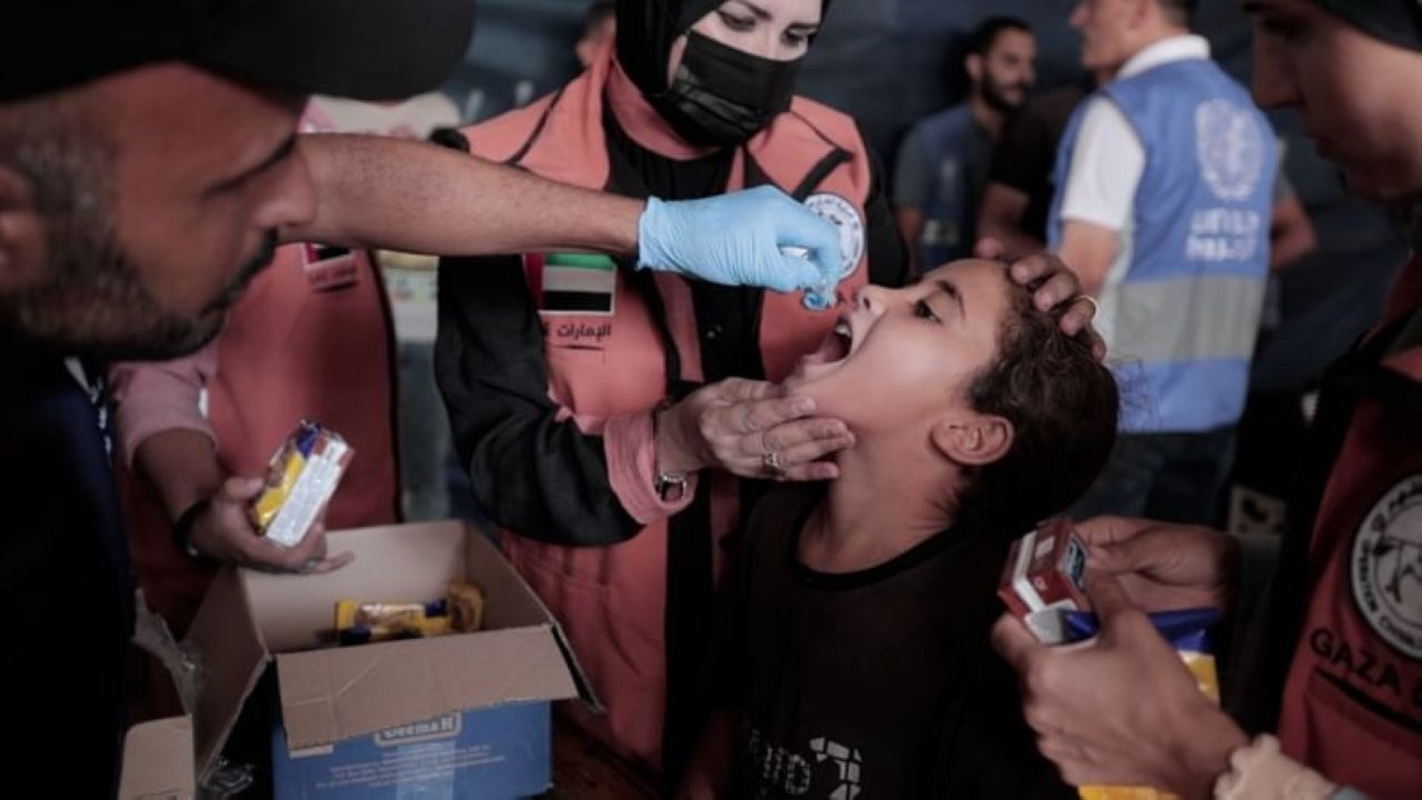 الخليج اليوم .. تنفيذاً لتوجيهات رئيس الدولة.. تطعيم أكثر من 460 ألف طفل ضد شلل الأطفال في غزة حتى الآن