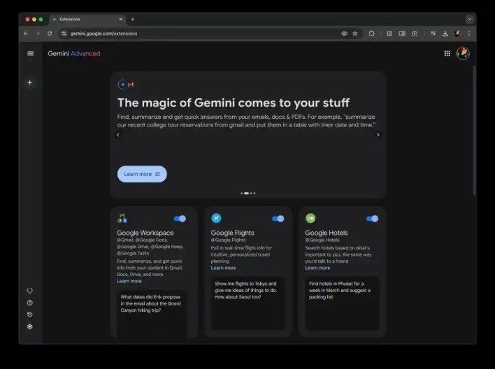 تكنولوجيا: ‏Gemini يحصل على مهام جوجل وإضافات Keep مع إصدار الويب