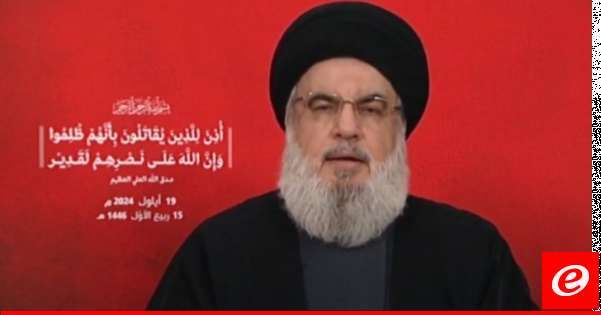 نصرالله: باسم الشهداء وعوائلهم والجرحى نقول إن جبهة لبنان لن تتوقف قبل وقف العدوان على غزة