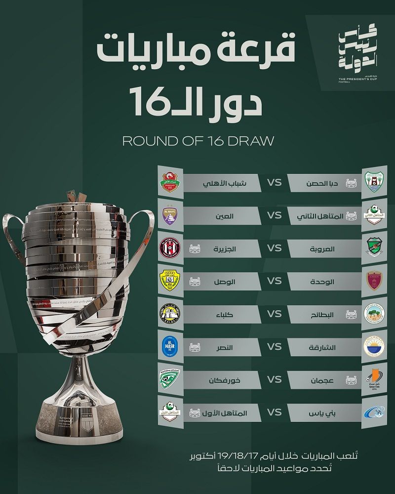 الامارات | صدام مبكر بين الوصل والوحدة.. وقمة بين الشارقة والنصر في «الكأس»