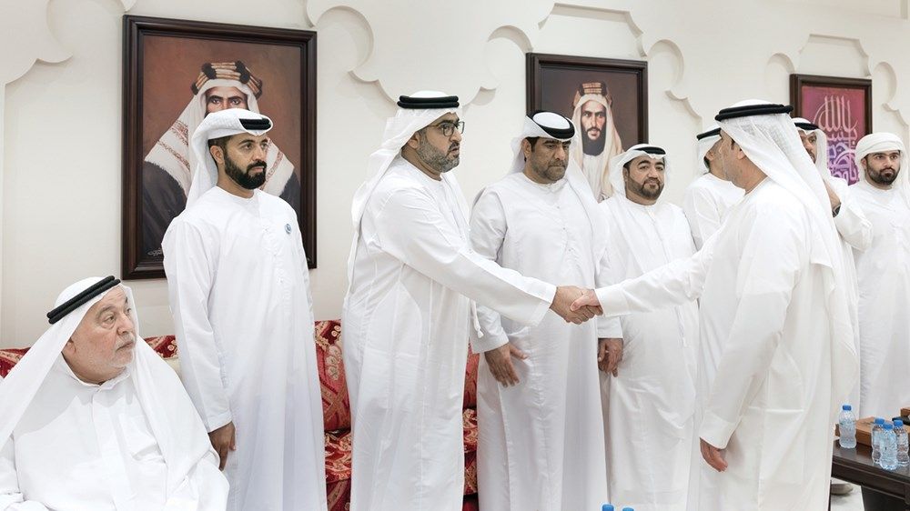 محمد بن حمدان بن زايد وزايد بن حمدان بن زايد والشيوخ يقدمون واجب العزاء في وفاة السيد موسى السيد عبدالرحيم الهاشمي