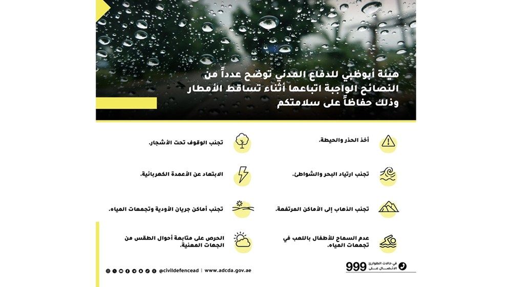 أمطار غزيرة وبرد على مناطق مختلفة من إمارة أبوظبي
