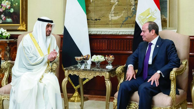 الامارات | رئيس الدولة والرئيس المصري يؤكدان عمق العلاقات بين البلدين