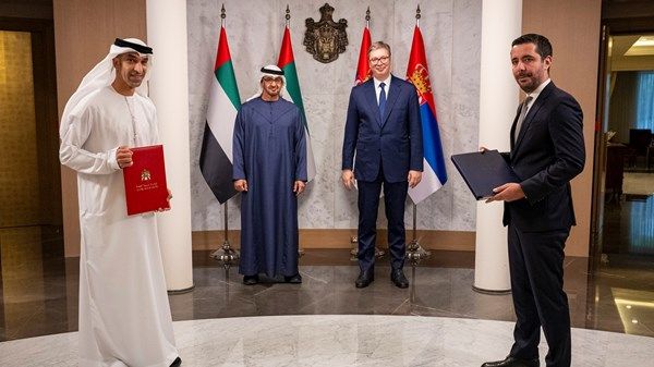 رئيس الدولة والرئيس الصربي يشهدان تبادل اتفاقية الشراكة الاقتصادية الشاملة بين البلدين