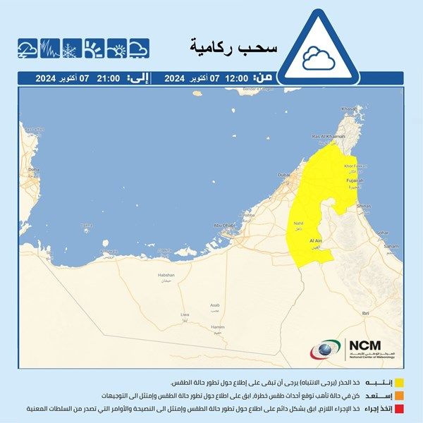 تنبيه من المركز الوطني للأرصاد