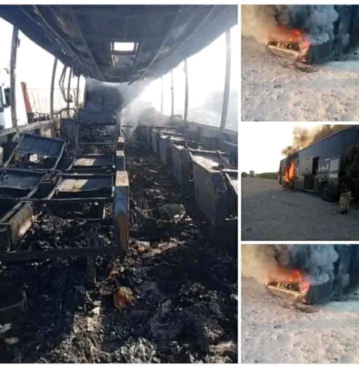 اليمن.. نجاة 50 مسافراً من حريق هائل التهم باص نقل جماعي في أبين