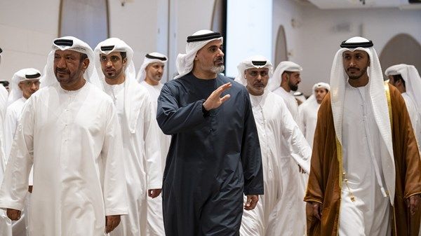 خالد بن محمد بن زايد يحضر حفل استقبال بمناسبة زفاف عبدالله محمد سالم الظاهري