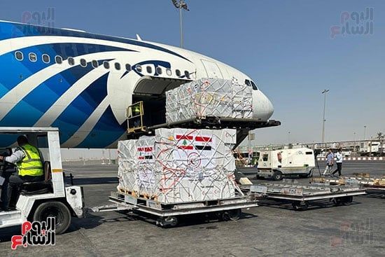 وصول طائرة مساعدات مصرية إلى مطار رفيق الحريرى فى بيروت