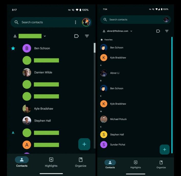 تكنولوجيا: شريط تمرير حديث في جهات اتصال جوجل على أندرويد
