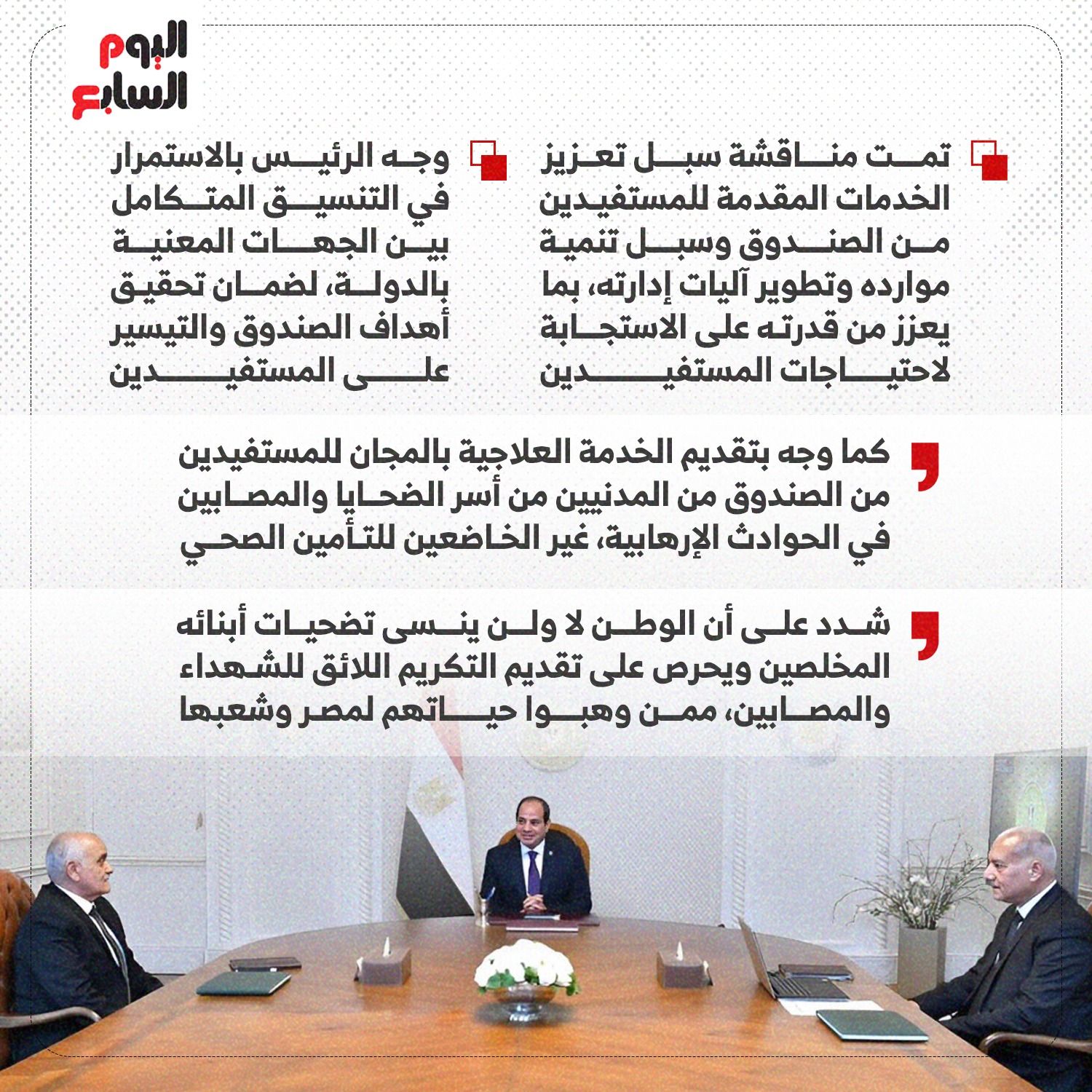 الرئيس السيسي يطلع على التقرير السنوى لنشاط صندوق تكريم الشهداء (إنفوجراف)