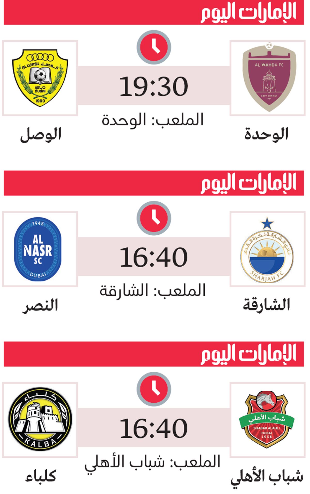 الامارات | الشارقة يتمنّى «النصر».. وقمة بـ «الأصفر» و«العنابي»