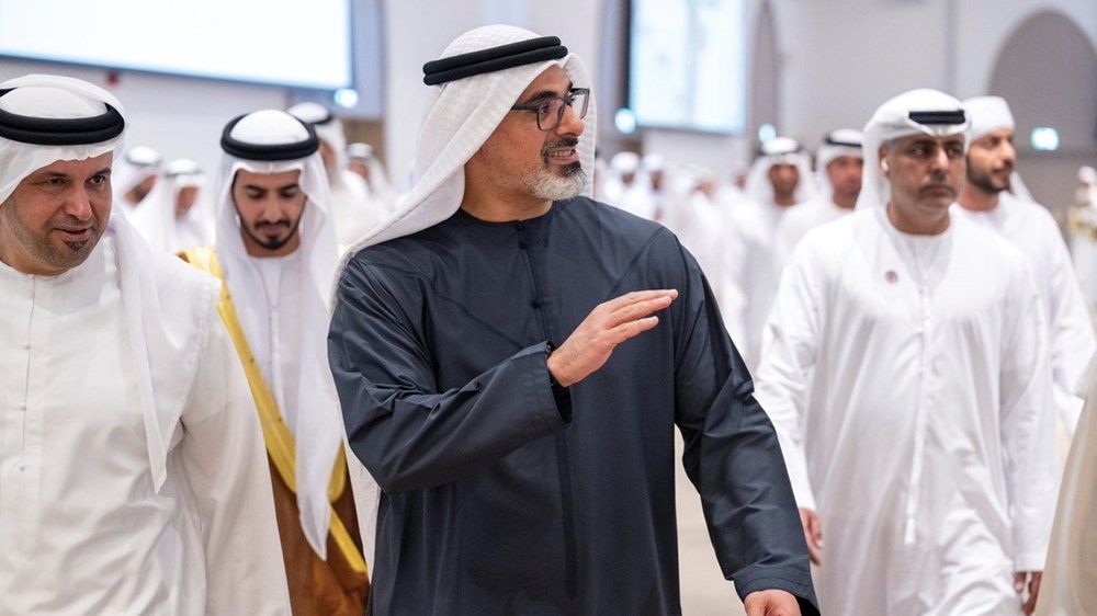 خالد بن محمد بن زايد يحضر حفل استقبال بمناسبة زفاف راشد علي راشد النعيمي