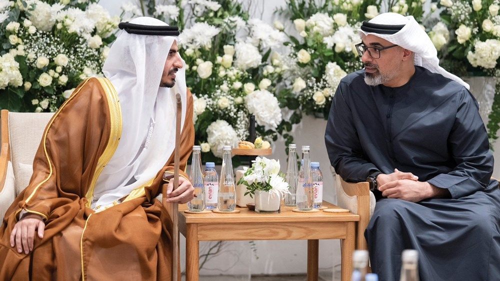 خالد بن محمد بن زايد يحضر حفل استقبال بمناسبة زفاف راشد علي راشد النعيمي