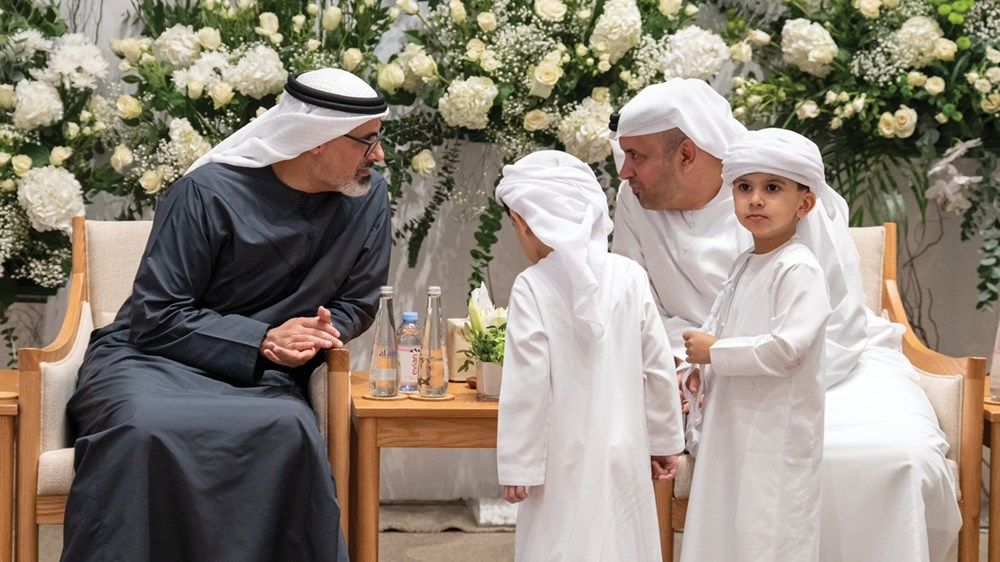 خالد بن محمد بن زايد يحضر حفل استقبال بمناسبة زفاف راشد علي راشد النعيمي