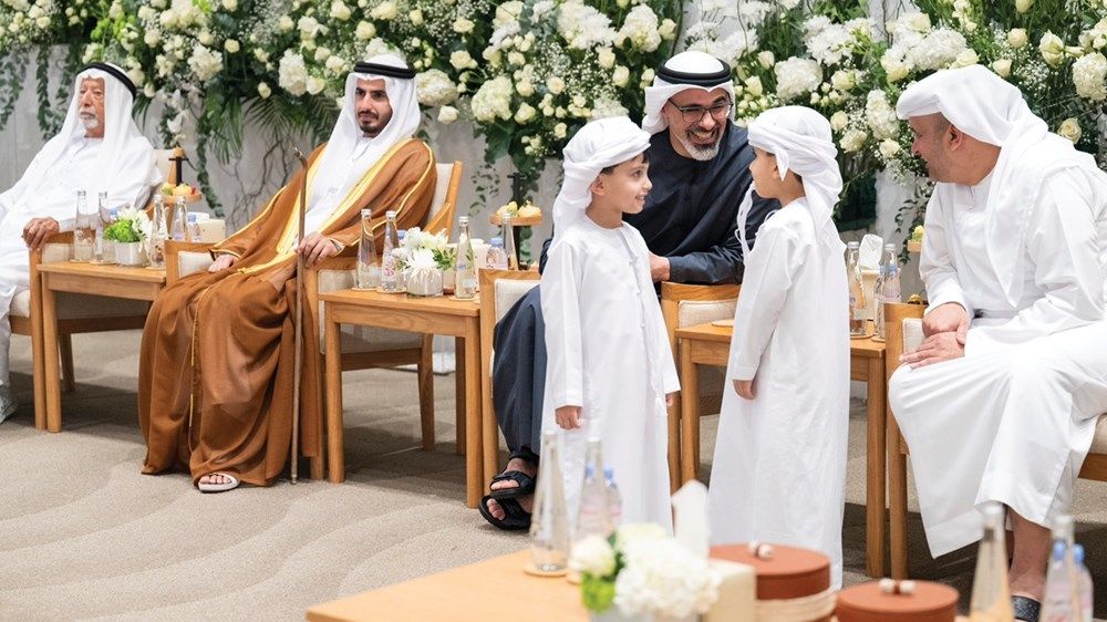 خالد بن محمد بن زايد يحضر حفل استقبال بمناسبة زفاف راشد علي راشد النعيمي