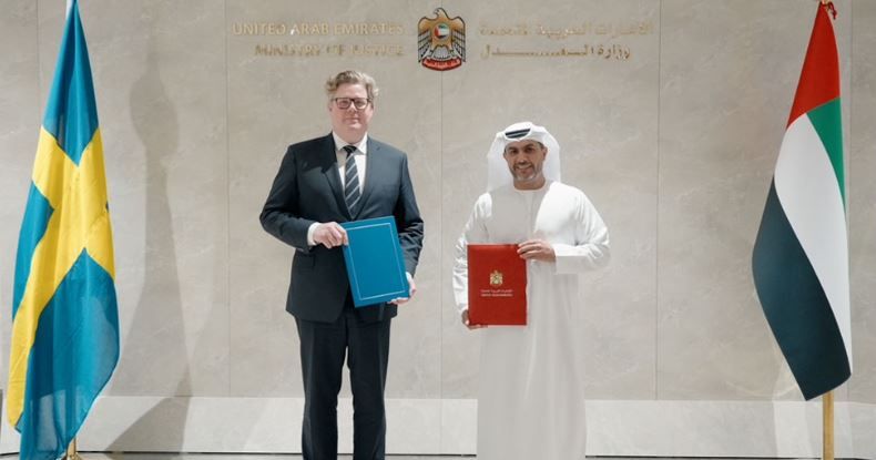 الامارات | الإمارات والسويد توقعان اتفاقيتي تعاون قضائي وقانوني