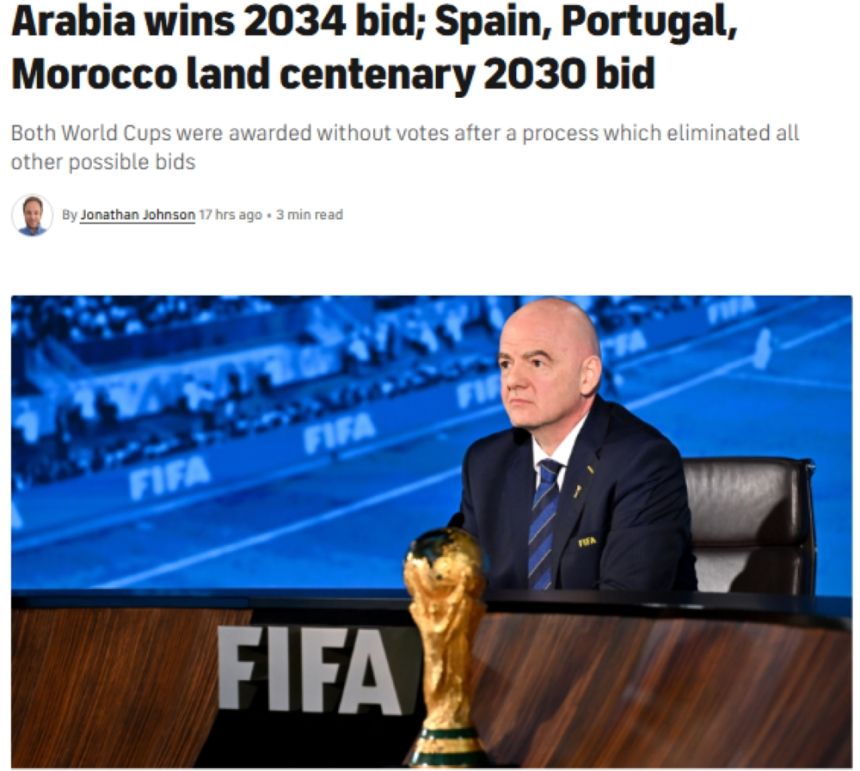 إشادات واسعة.. الاعلام العالمي يحتفي بفوز المملكة باستضافة كاس العالم 2034