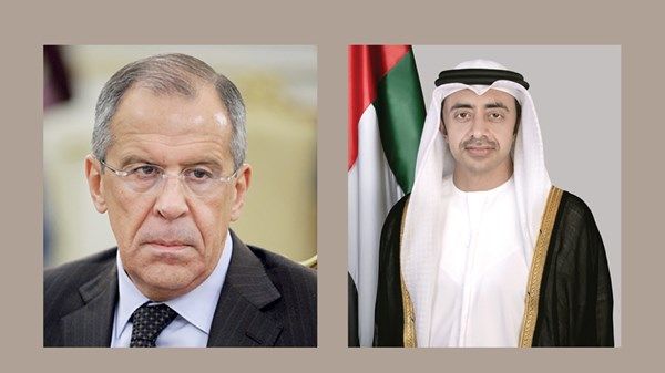 عبدالله بن زايد يبحث مع وزير خارجية روسيا التطورات في سوريا