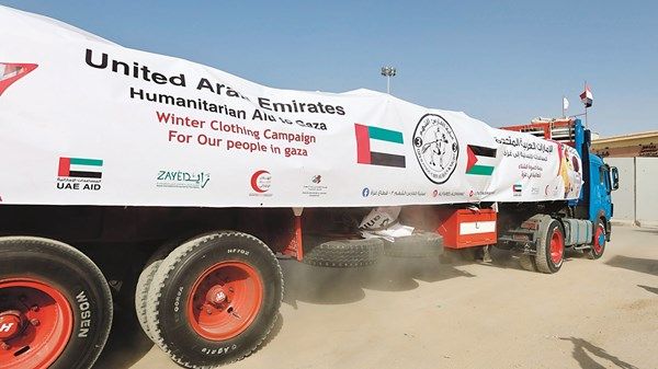 دخول قافلة مساعدات إماراتية تضم 8 شاحنات إلى غزة