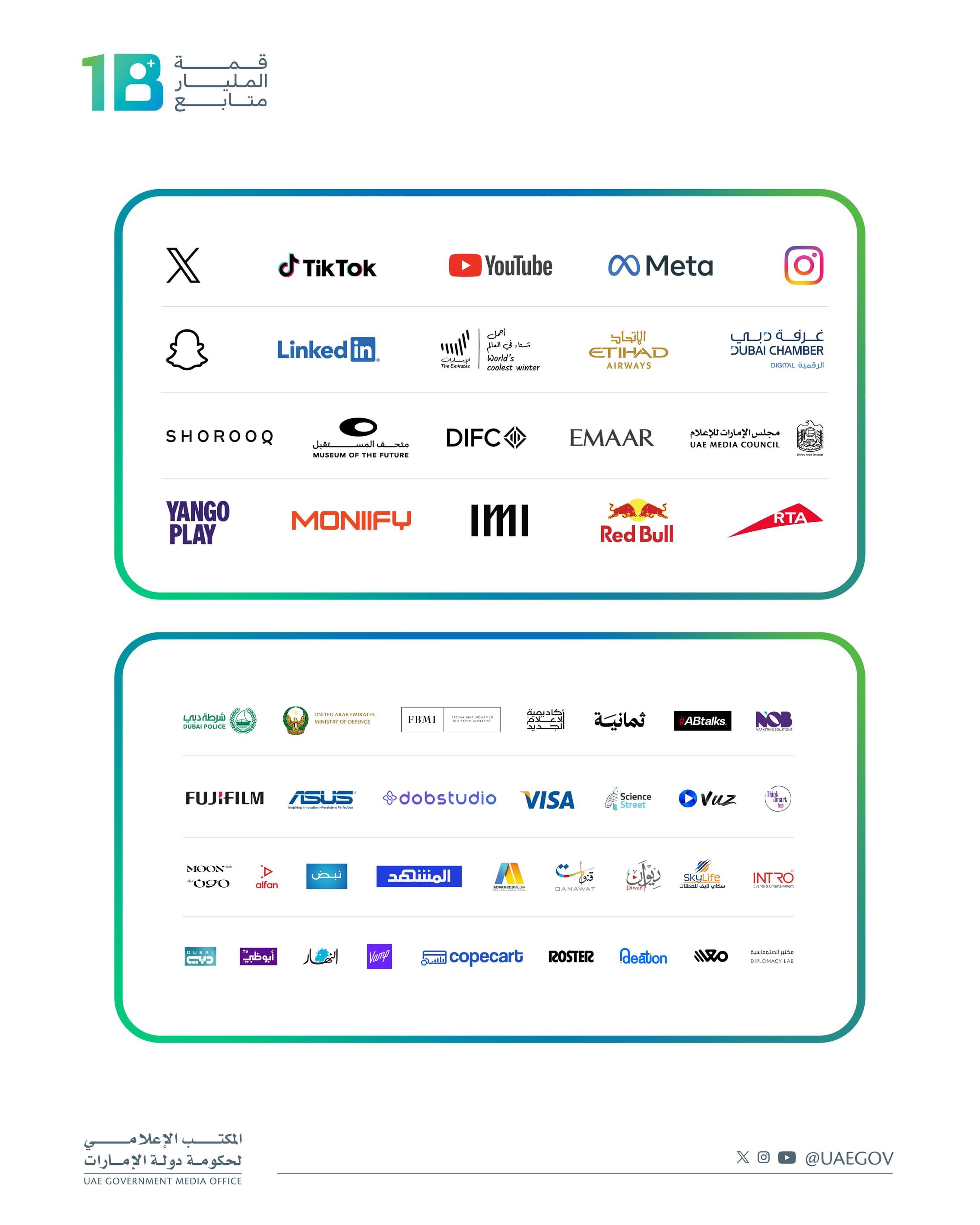 الامارات | "قمة المليار متابع" تعلن قائمة شركاء نسختها الثالثة