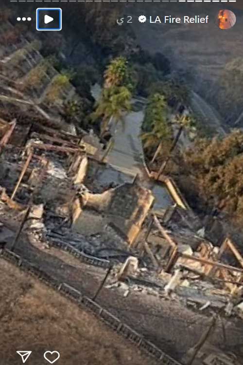 بيلا حديد تشارك صورا لمنزل طفولتها المدمر بحرائق لوس أنجلوس