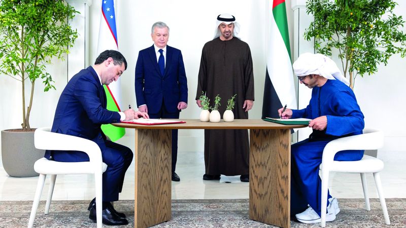 الامارات | رئيس الدولة ورئيس أوزبكستان يشهدان توقيع الشراكة الاستراتيجية