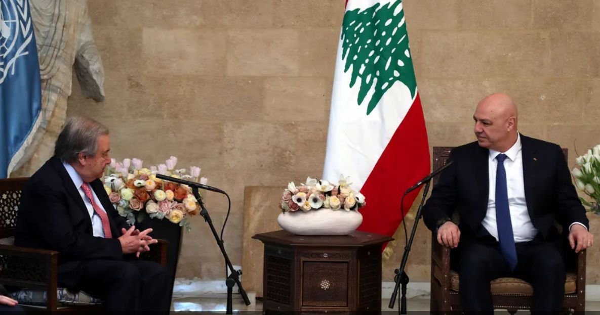 الرئيس اللبناني يجري مباحثات مع الأمين العام للأمم المتحدة