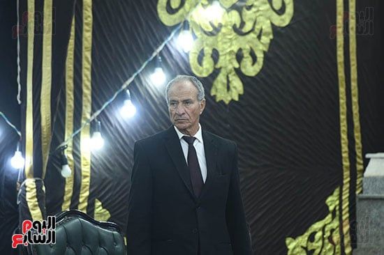 خالد عبد العزيز وعبد المنعم عمارة وياسر ريان وطارق مصطفى فى عزاء ميمي الشربيني