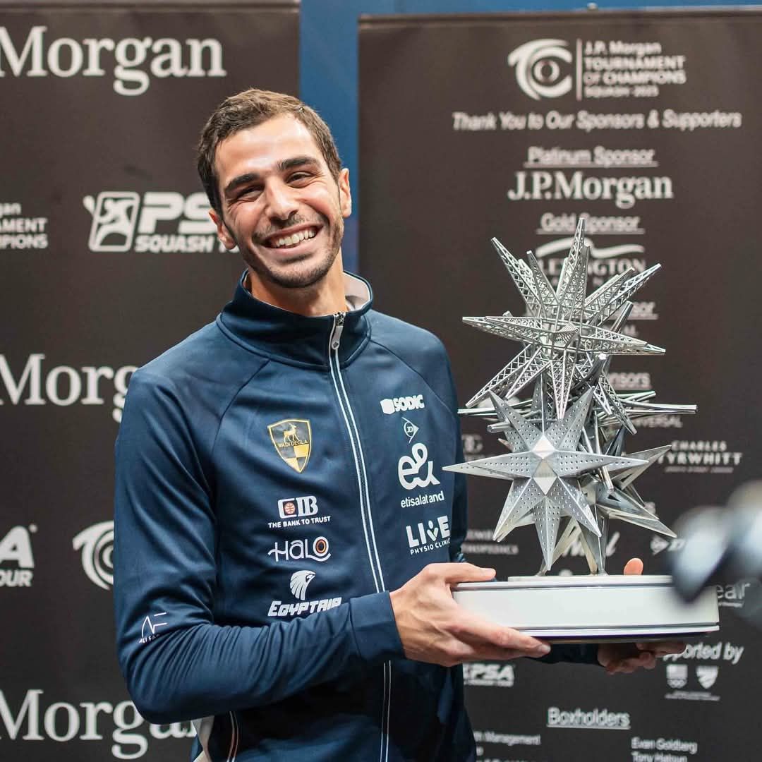 شاهد تتويج على فرج وهانيا الحمامى ببطولة جى بى مورجان للاسكواش