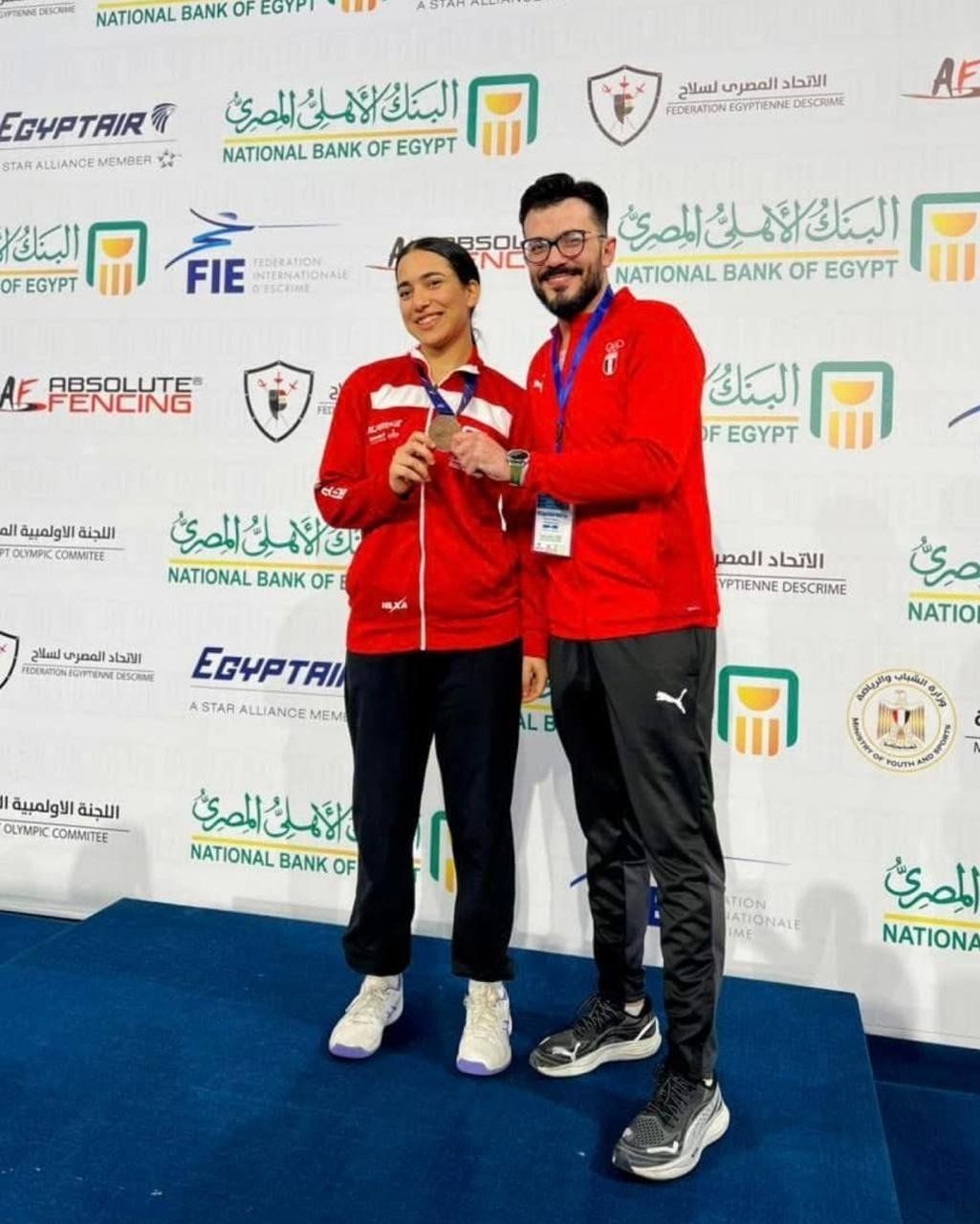 فرح محفوظ لاعبة سيتى كلوب تتوج بالمركز الثالث فى كأس العالم للسلاح