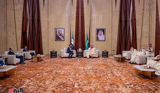 ولى العهد السعودى يستقبل الرئيس السورى.. صور