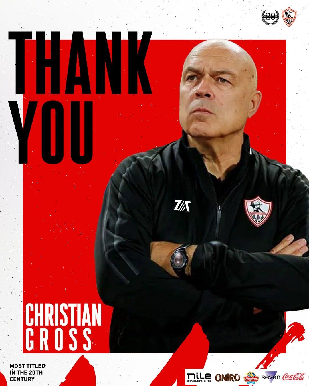 الزمالك يودع جروس: شكرًا على كل ما قدمته ونتمنى لك التوفيق دائمًا