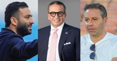 ميدو وحازم إمام وعمرو الجناينى مع حسين لبيب فى لجنة التخطيط بالزمالك