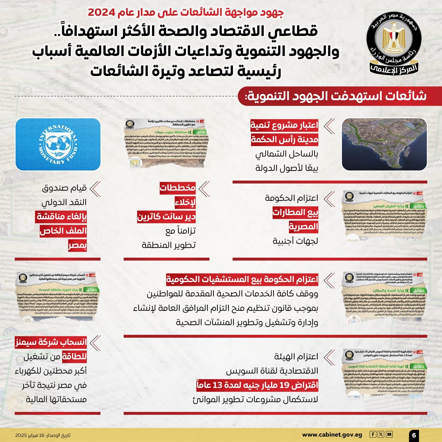 جهود مواجهة الشائعات على مدار عام ٢٠٢٤.. قطاعا الاقتصاد والصحة الأكثر استهدافًا