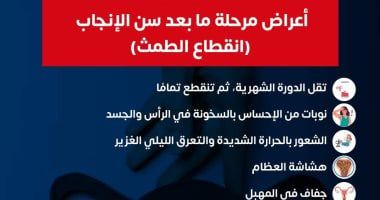 وزارة الصحة توضح أعراض مرحلة ما بعد سن الإنجاب.. انفوجراف
