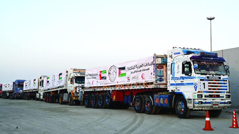 الامارات | 5 قوافل مساعدات إماراتية تصل إلى قطاع غزة ضمن «الفارس الشهم 3»
