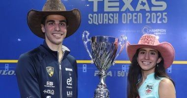 مراسم تتويج علي فرج ونوران جوهر ببطولة تكساس للاسكواش بأمريكا.. صور