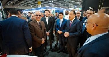 رئيس نادى البنك الأهلى يستقبل رئيس الوزراء ووزير الرياضة فى معرض سبورتس إكسبو