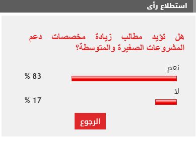 83% من القراء يؤيدون زيادة مخصصات دعم المشروعات الصغيرة والمتوسطة