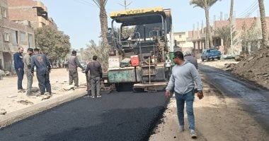 رصف وتطوير طريق مصر أسيوط نطاق قرى المرازيق والشوبك بالبدرشين.. صور