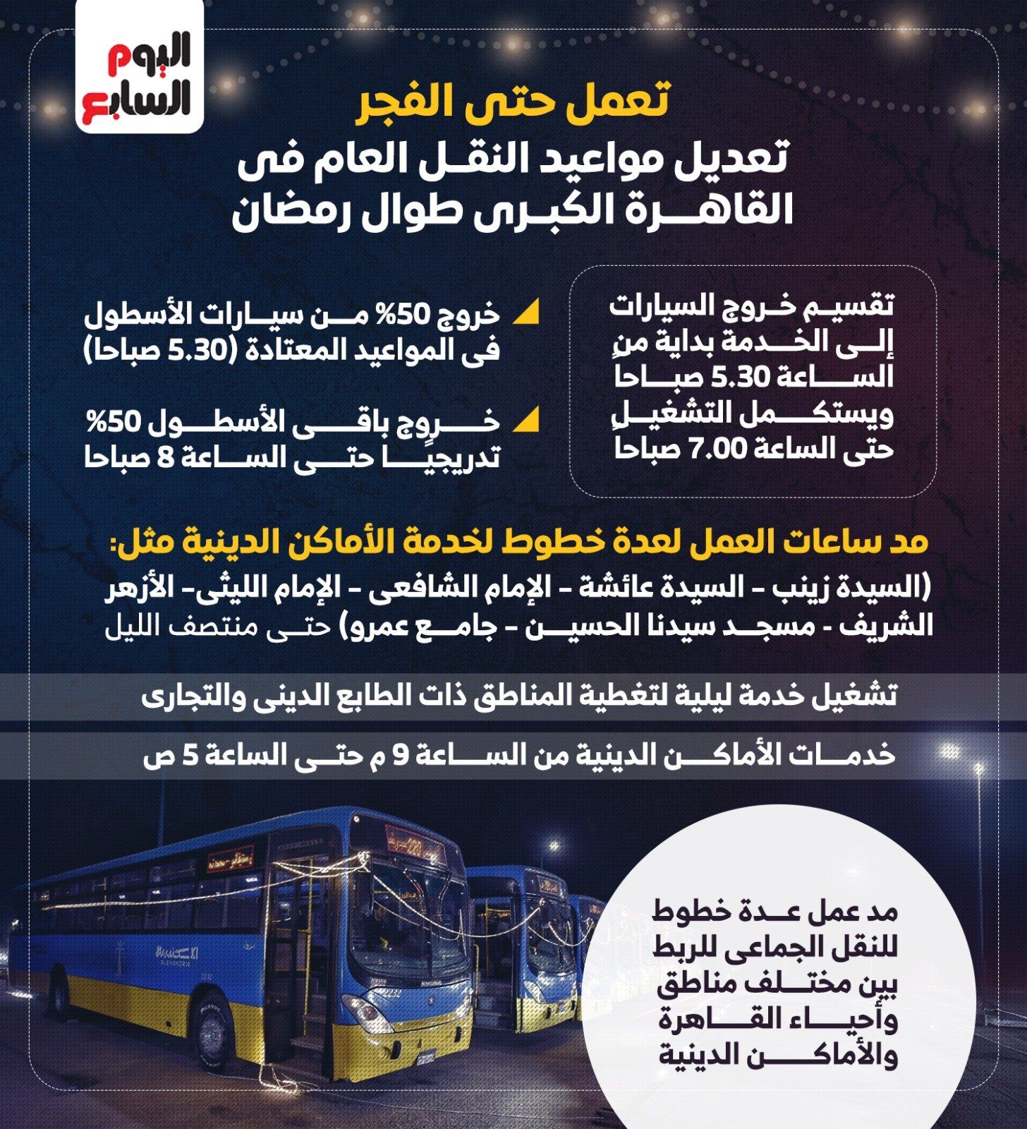 تعمل حتى الفجر.. مواعيد أتوبيسات النقل العام فى رمضان