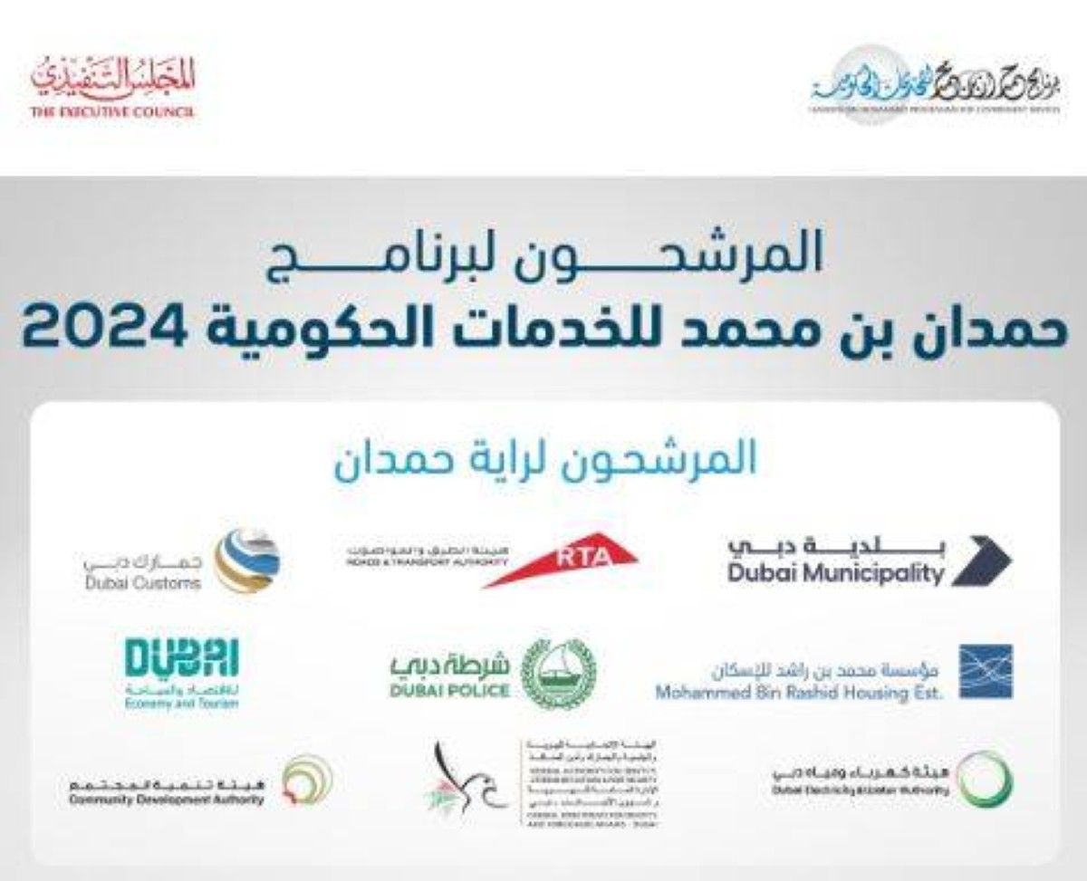 الامارات | برنامج حمدان بن محمد للخدمات الحكومية يعلن الجهات المرشحة للفوز بـ "راية حمدان" 2024